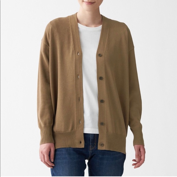 MUJI - Women’s Cotton Rayon Wide Cardigan - Brown - Picture 3 of 11